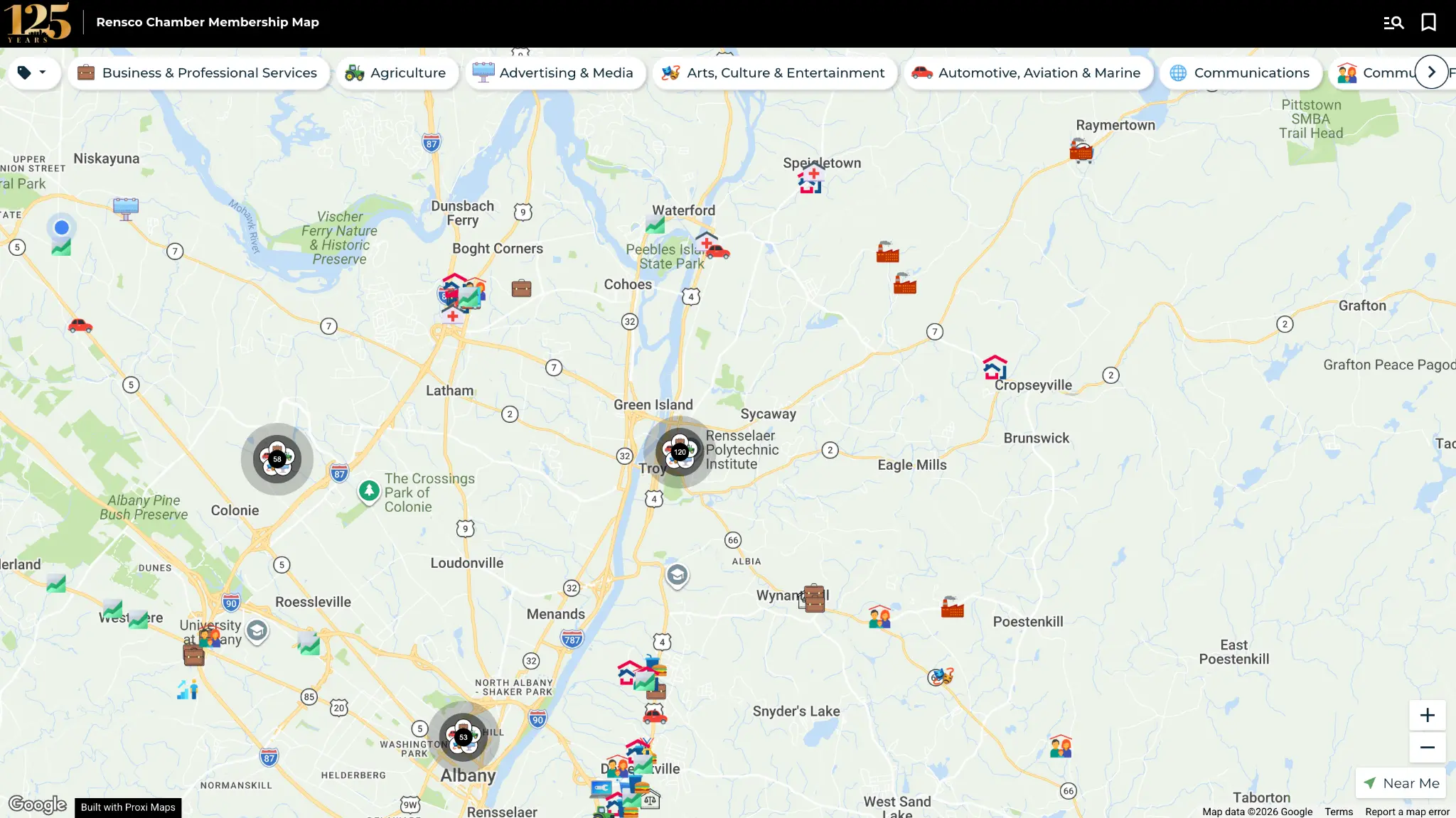Rensselaer County Regional Chamber of Commerce Proxi Map
